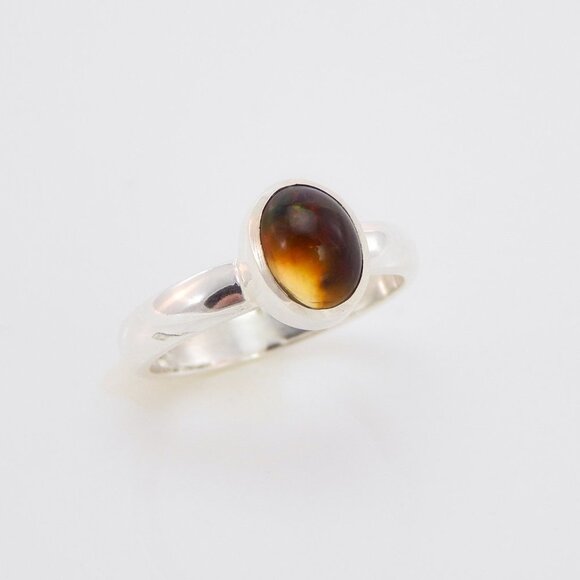 Genuine Black Ethiopian Opal Oval Cut Ring in 925 Sterling Silver - Picture 1 of 8